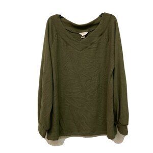 Caslon Womens Green Cozy Soft Long Sleeve Knit Top